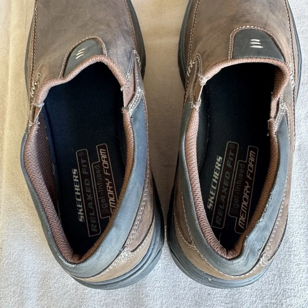 Size 12 - Skechers Men's Segment‎ The Search Slip-On Leather Loafers Brown 64261